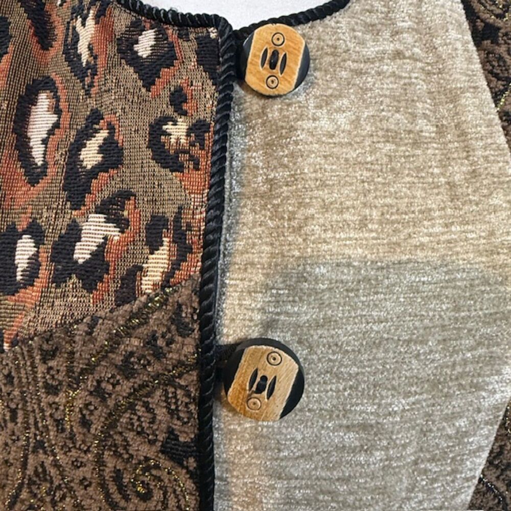 Vintage Indigo Moon Patchwork Leopard Cardigan L … - image 4